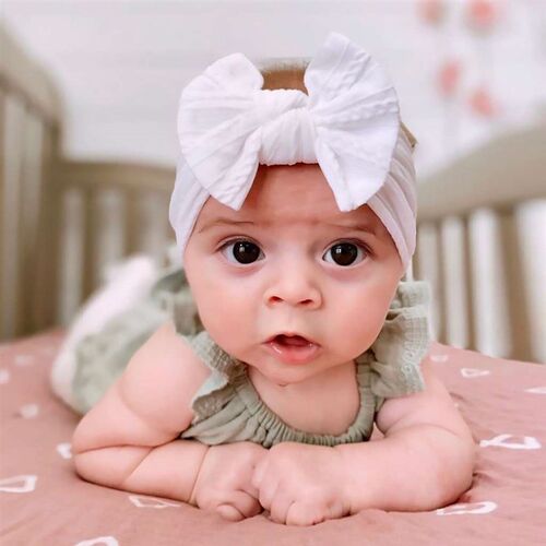 New Soft Twist Nylon Childrens Hair Band Ba Wide Edge Bow S
