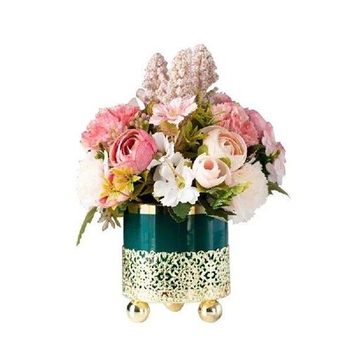 Modern Metal Frame Ceramic Vase+Artificial Flower