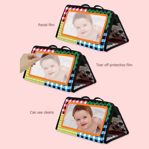 Tummy Time Floor Mirror Visually Inspire Black and White Edu