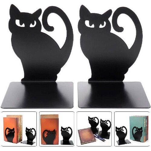 2 Pcs Black Cat Bookend Exquisite Holders Desktop Ends