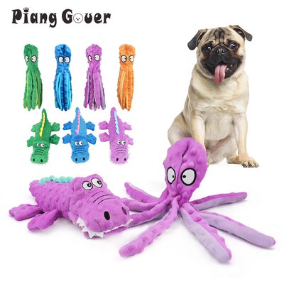 Octopus Crocodile Squeak Dog Toy Squid Puppy Plush Pet Toy P