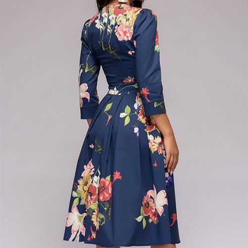 Fashion Women Dress Elegant Fashion Floral Print / Sleeve