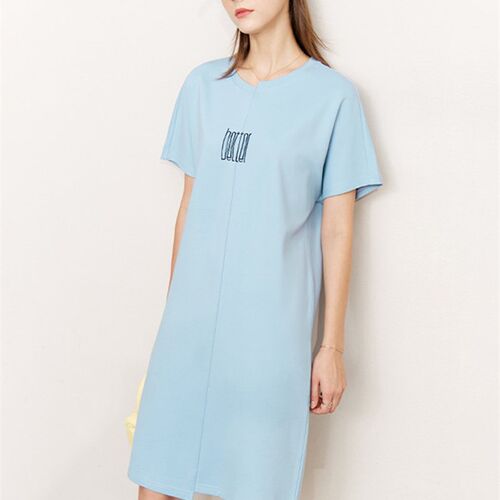 AMII Minimalism Womens Vestido Embroidery Letter Short