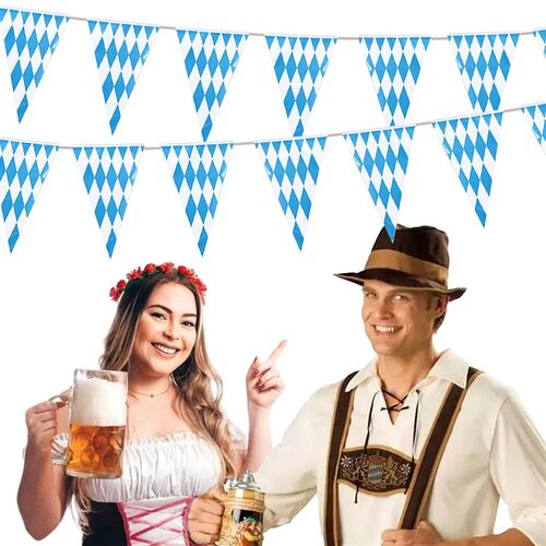 10 Meters Oktoberfest Bavarian Blue White Lattice Plastic