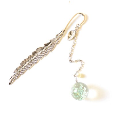 Dried flower specimen bookmark reading paging mark metal boo