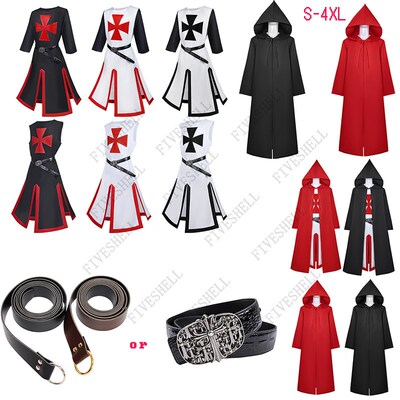 Plus Size M-4XL Men Medieval Cosplay Robes Costume Halloween