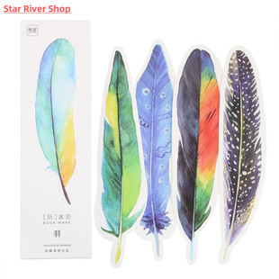 30pcs/Pack Cute Creative Colorful Feather Paper Bookmark Sta