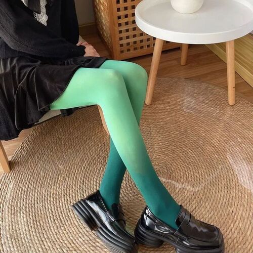 Gradient Stockings Women Color Patchwork Elastic Stockings A