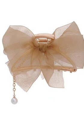 Mesh Bow Hairpin Womens Disc Hair Tassel Grab Clip Back Hea