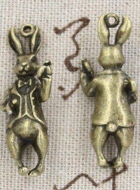 3pcs Charms 3D Stereo Rabbit 36x15mm Antique Pendant fit,Vin