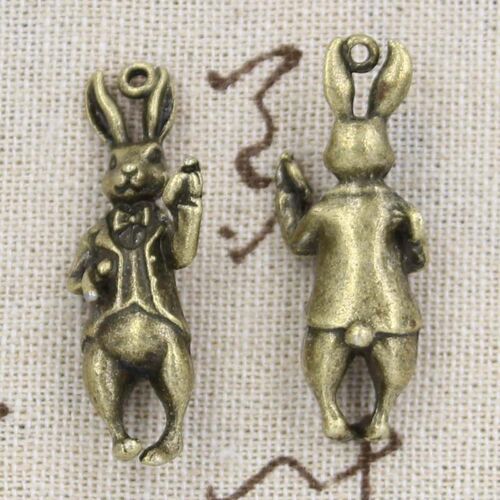 3pcs Charms 3D Stereo Rabbit 36x15mm Antique Pendant fit,Vin