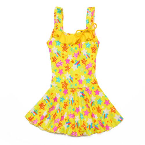 Girls One Piece Swimsuits Skirt Suit Print Flowers Children