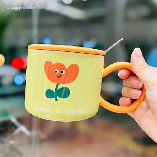 Cute Girl Heart New Circle Handle Contrasting Color Flower