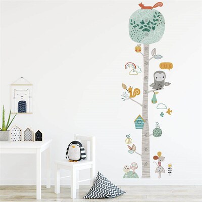 DIY Forest Animal rees Height Wall Sticker Decor Nordic Mode