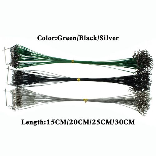 20Pcs Steel Fishing Line Steel Wire Leader With Swivel Olta