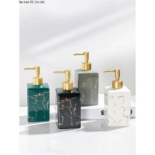 Light luxury marbled ceramic manual soap dispenser lotion