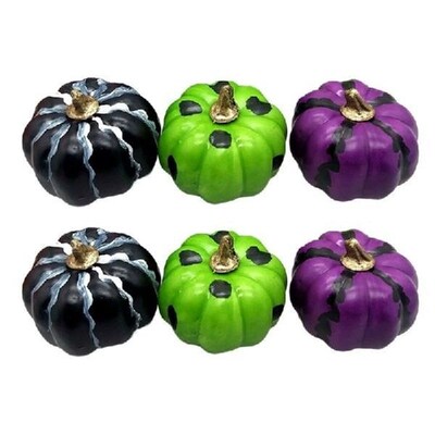 Set of 6 Decorative Halloween Pumpkins Delicate Ornament