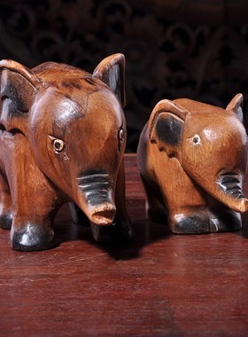 泰国实木大象桌面摆件招财家居饰品雕刻工艺品办公室桌面装饰