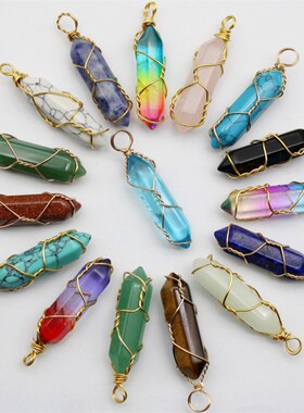 12pcs Natural Stone Rose Quartz Stained Glass Pillar Hexagon