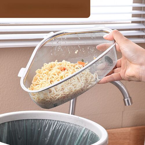 Kitchen Sink Drain Basket Stainless Steel Triangle Food Vege