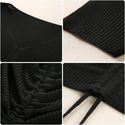 Summer Korean Vneck Drawstring Crop Top Sexy Short Sleeved T