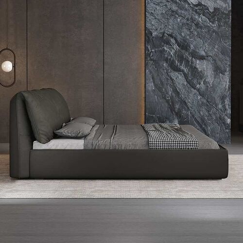 Napa Leather Bed Italian Elephant Ear Bed Minimalist Small A
