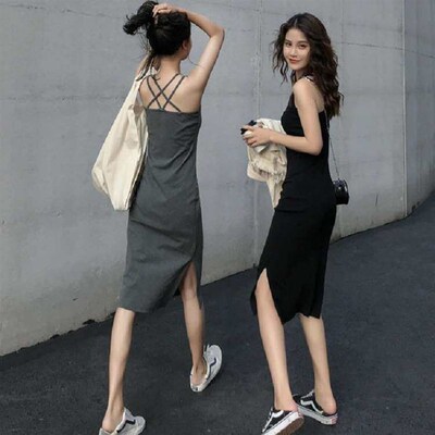 Mid-ngth rap Dress for Outer Wear Summer New Womens Split E