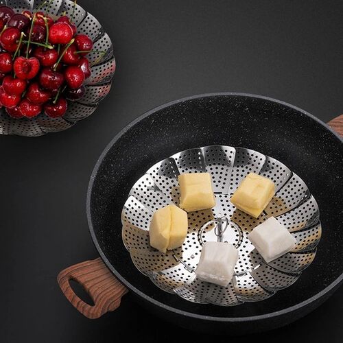 Folding Dish Steam Stainless Steel Food Steamer Basket Fruit