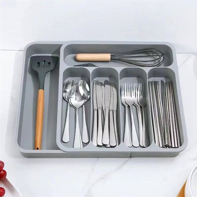 6 Compartment Plastic Cutlery Holder Save Space Spoons Forks