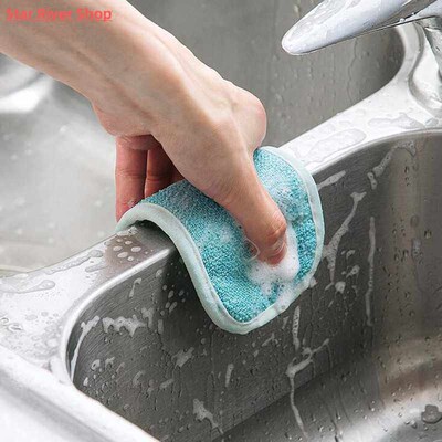 Double Sided Sponge Kitchen Cleaning Towel Kitchenware Brush