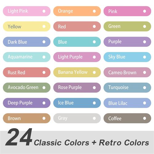 12/24pcs Highlighters Assorted Colors Dual Tip  Pastel Highl