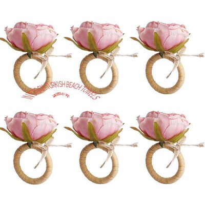 12PACK Pink Peony Flower Napkin Ring粉色花朵餐巾扣西餐口布圈