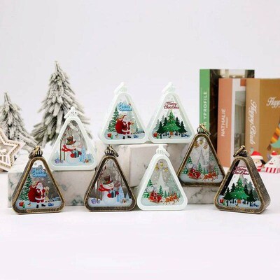 Mini Christmas LED Triangle Lantern Santa Claus Snowman Fest