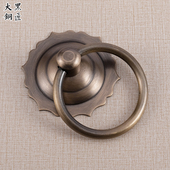 饰铜配件 拉手门钹装 仿古纯铜兽头门环玻璃门老式 圆环拉环复古对装