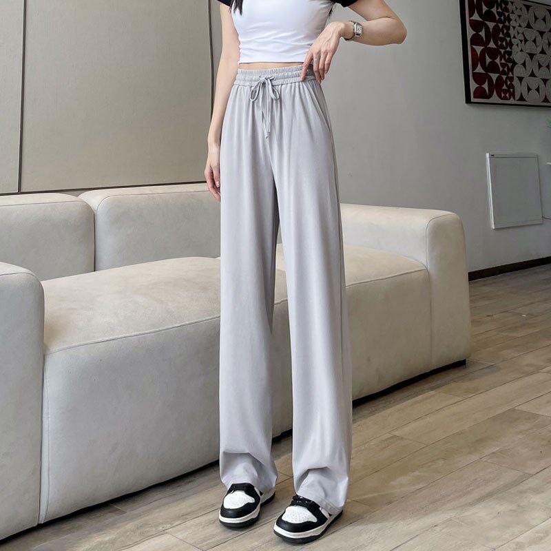 高中初中学生少女时尚女孩夏天高个子裤子宽松直筒加长阔腿休闲裤