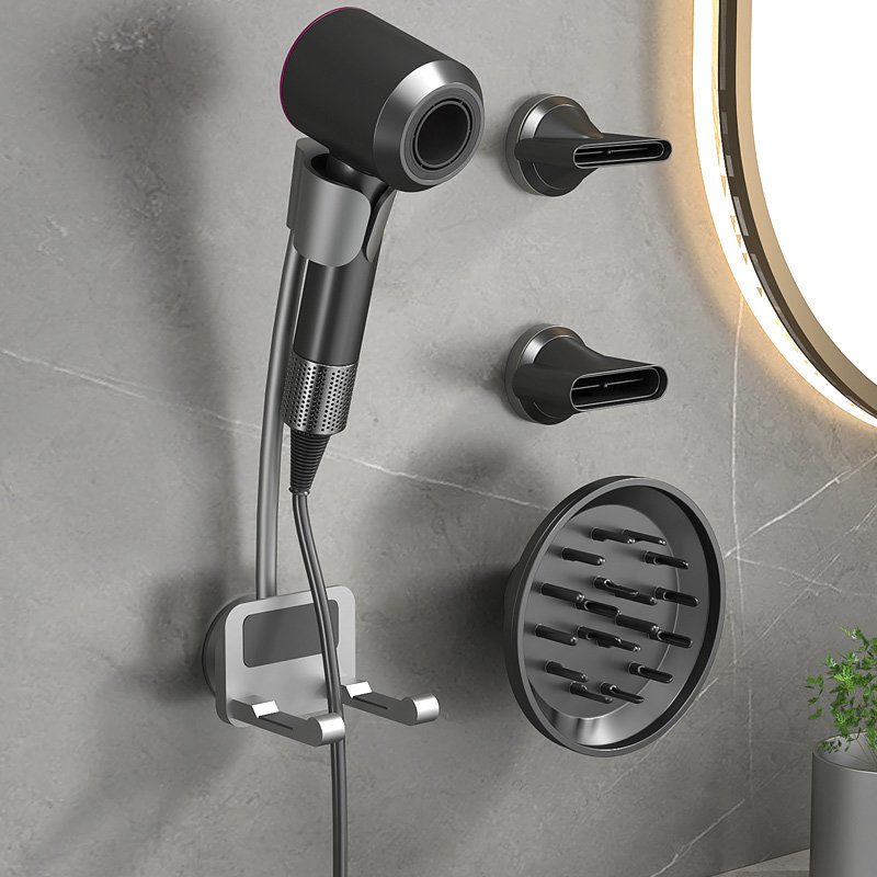 懒人吹风机架子免手持吹风机置物架免打孔浴室风筒太空铝收纳神器