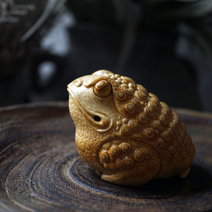 卢环老师纯手工招财满钉金蟾竹根雕刻手把件老料满钉文玩茶宠摆件