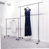 不锈钢单杆落地式 架高度可调节衣架可伸缩中岛龙门展示架 特卖服装