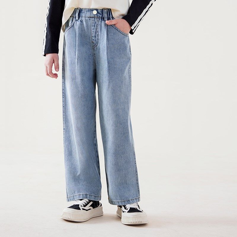 女童牛仔裤2024春季新款儿童宽松裤子女孩中大童直筒阔腿休闲裤,童装/婴儿装/亲子装,儿童牛仔裤,淘宝优惠券,粉丝福利购,淘宝优惠卷
