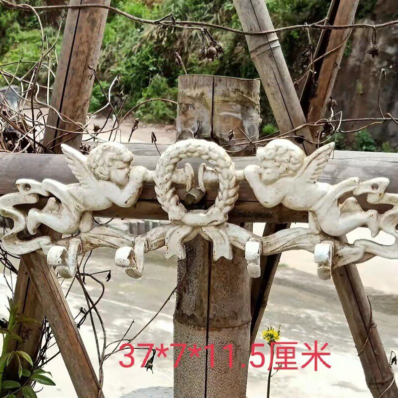 铸铁挂钩复古做旧白花园装饰壁挂吹号角天使可爱杂货装饰