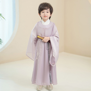 宝宝汉服男童春夏中国风宋制圆领广袖国学古装衣服儿童汉服男孩秋