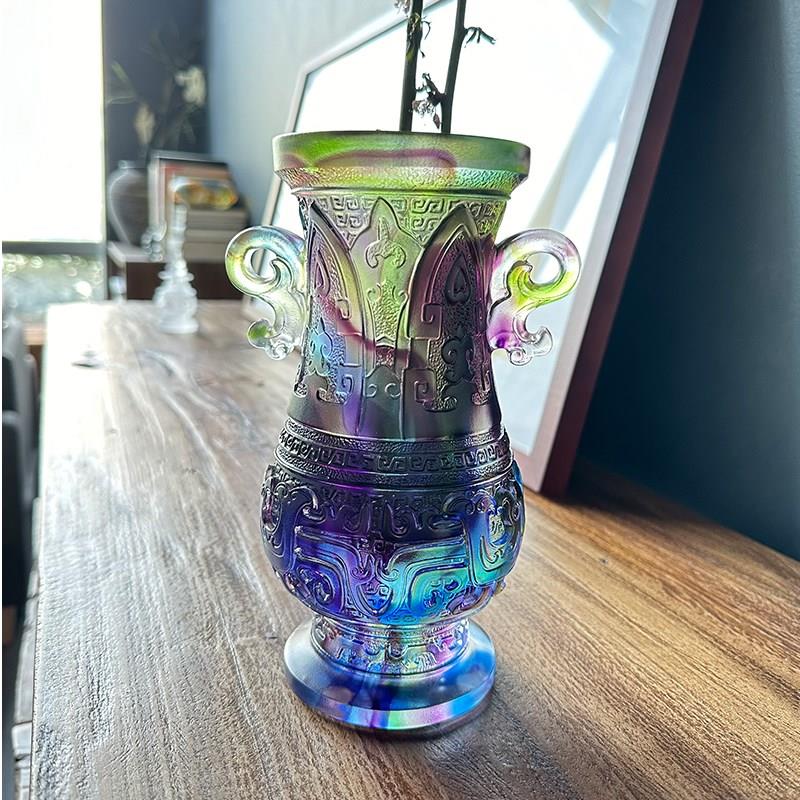 琉璃富贵平安花瓶摆件新中式客厅玄关插花装饰工艺品开业乔迁送礼