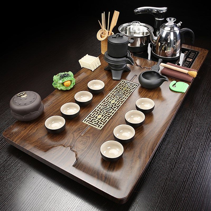 茶具套装全自动上水电磁炉茶台一体整套紫砂陶瓷中式办公茶盘家用