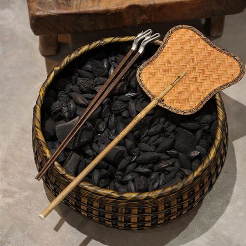 玩物集 竹编炉扇 凉炉扇工夫茶炭炉  鼓风助燃橄榄核桃碳 煮茶炉