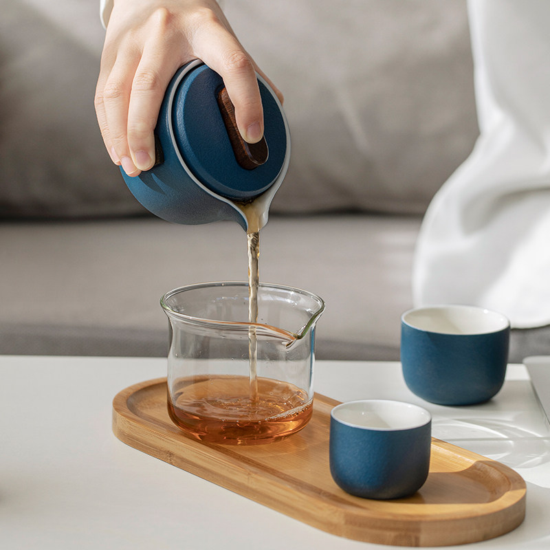 空蝉快客杯陶瓷便携式外出旅行茶具套装小套户外功夫泡茶器带茶盘
