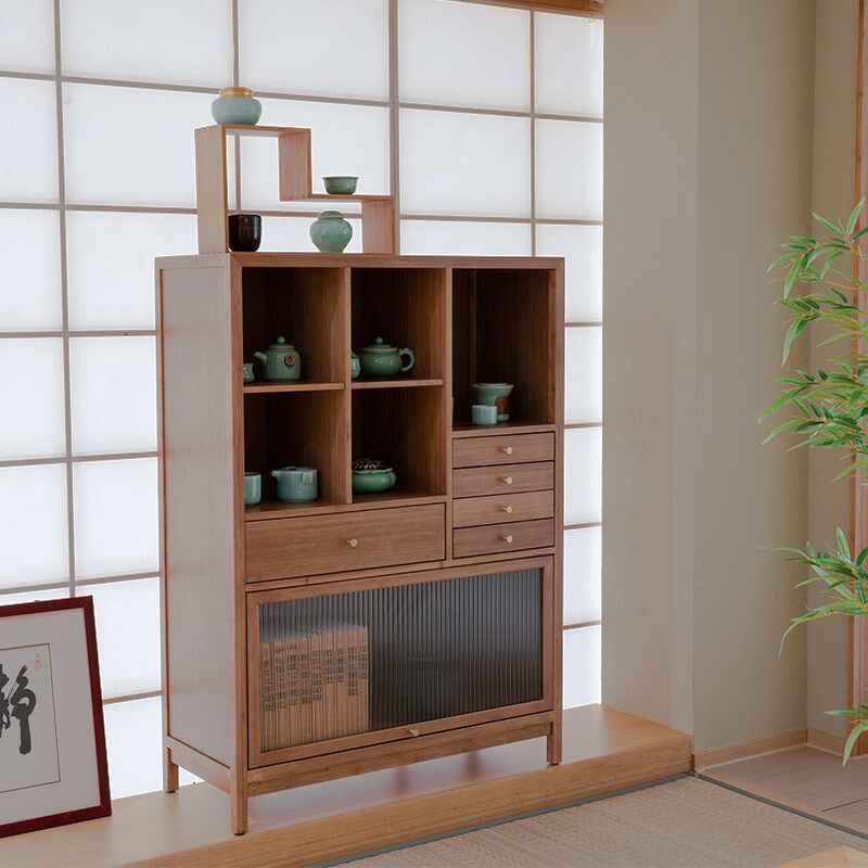 祥福置物架锦书边柜落地多层储物柜家用收纳展示书架电视柜旁柜子