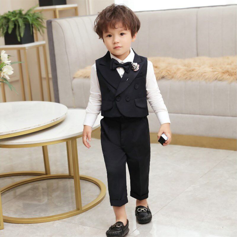 儿童西装套装男童周岁生日礼服男宝宝三件套花童小西装婴儿套装冬