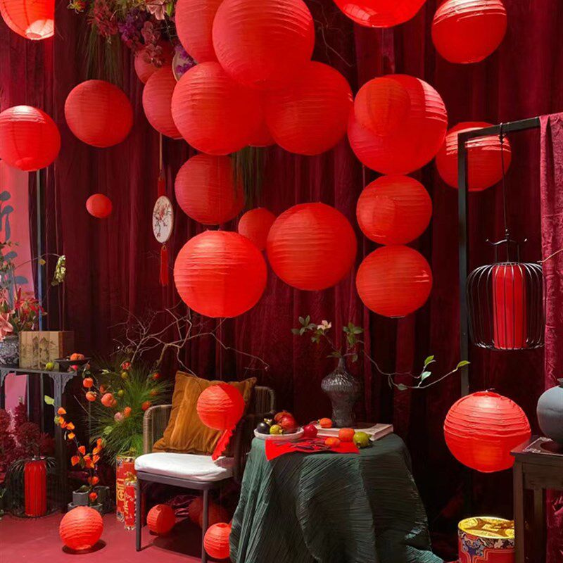 结婚红色喜字灯笼庭院农村院子挂件装饰婚房布置中式婚礼喜庆挂饰