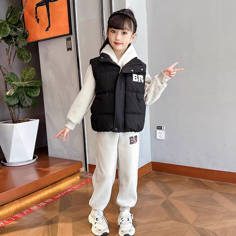 女童套装秋冬款2024新款洋气女宝宝冬季加绒加厚衣服女孩冬装卫衣