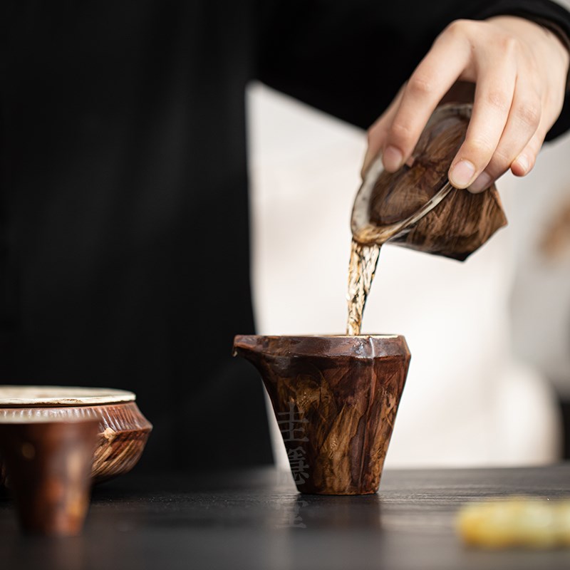 圭隐堂粉引粗陶手工公道杯家用复古侘寂日式公杯泡茶器分茶器茶海